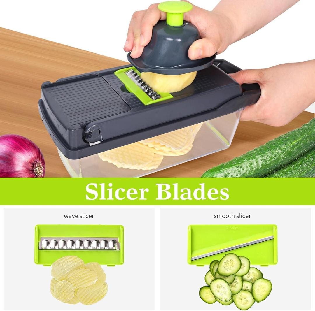 16-Piece Vegetable Chopper Set – Manual Food Slicer, Dicer & Grater with Handle | KIVANZO