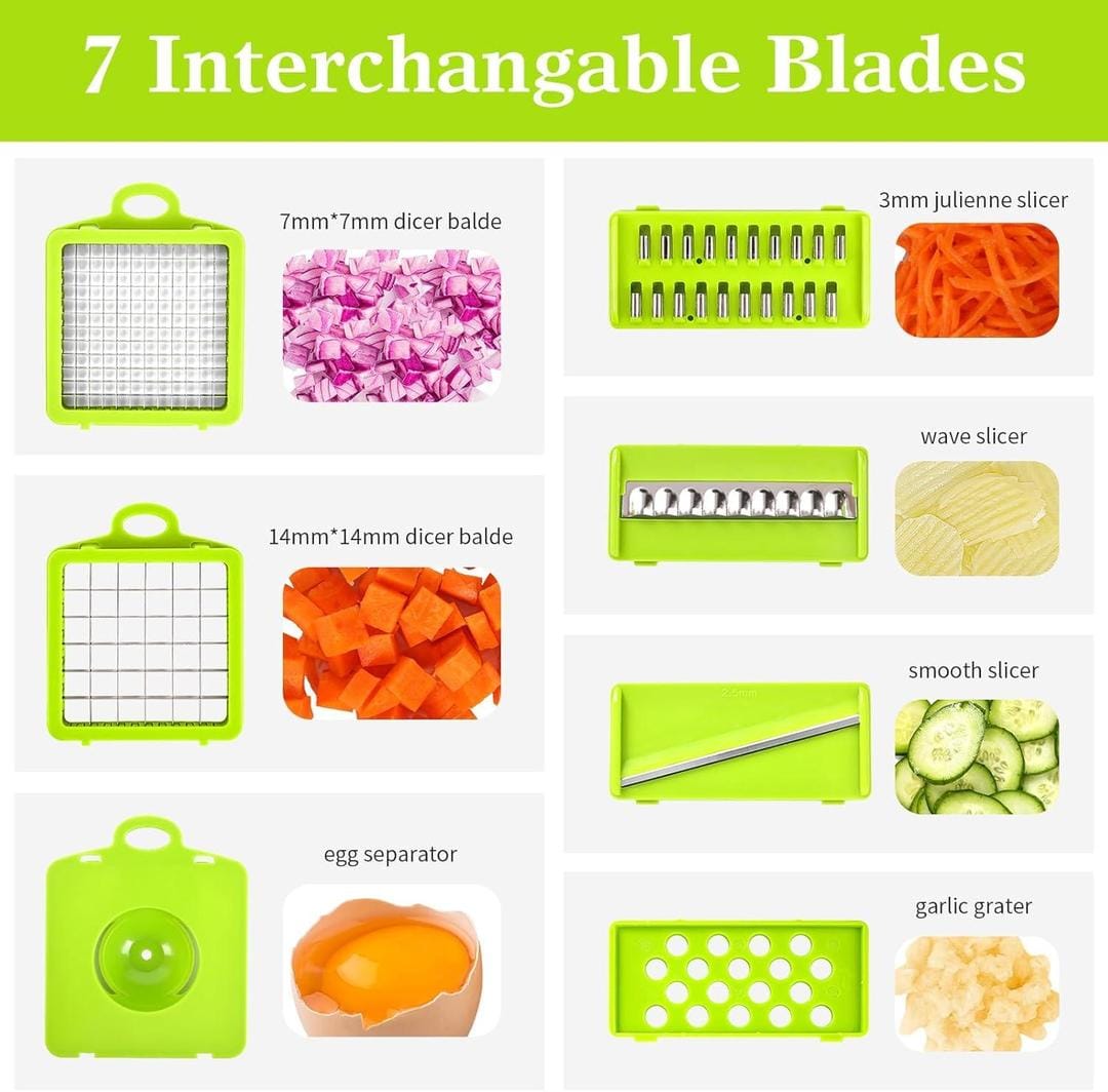 16-Piece Vegetable Chopper Set – Manual Food Slicer, Dicer & Grater with Handle | KIVANZO